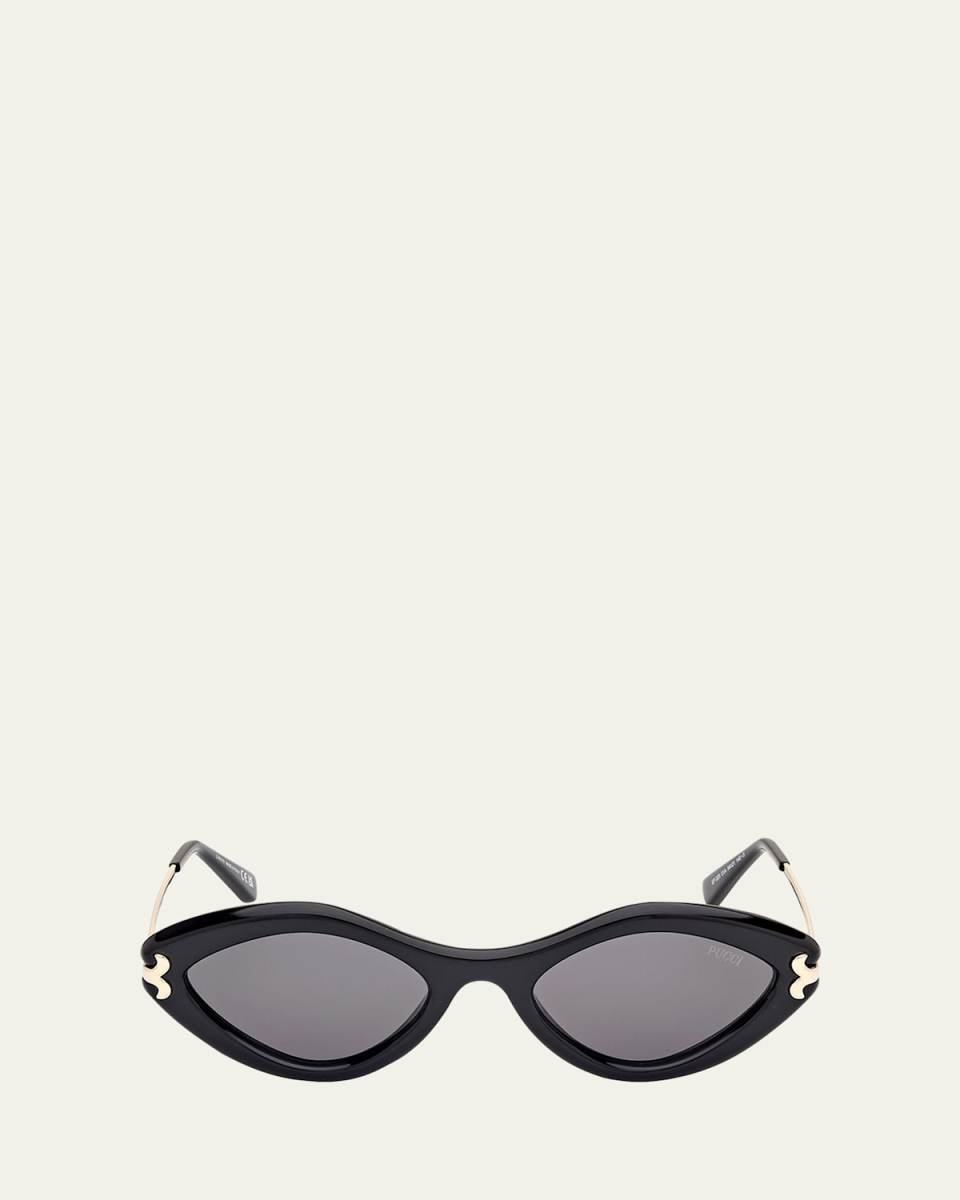 Logo Acetate & Metal Oval Sunglasses
